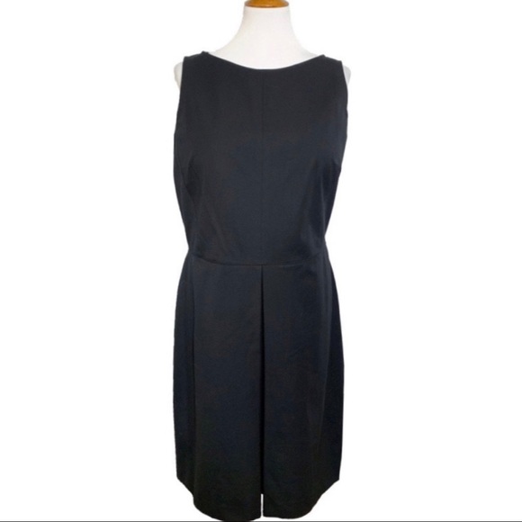 SOLD-NWT Ralph Lauren Pleated Office Dress Black Shift Dress Size 16 - Picture 2 of 9